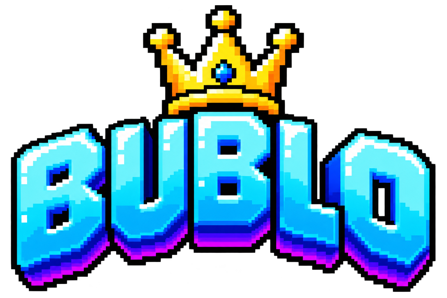 BUBLO crowned pixel-art wordmark